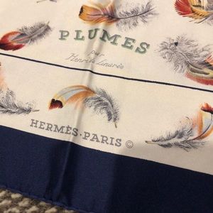 Hermes | Accessories | Herms Vintage Plumes Feather Print Silk Scarf |  Poshmark